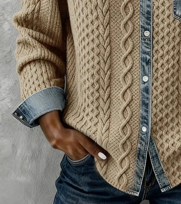 Ambra™ | Camicia in Maglia con Dettagli Denim